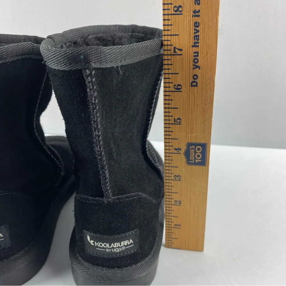 Koolaburra by Ugg Black Suede Koola Short Women's Size 5 Winter Boots w Faux Fur